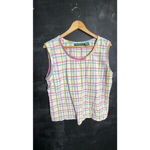 Lemon Grass Studio Sleeveless Plaid Top